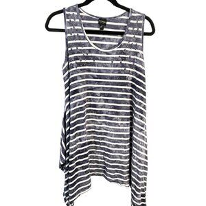 Lavanya shirt tank top sleeveless stripes handkerchief style embellished READ